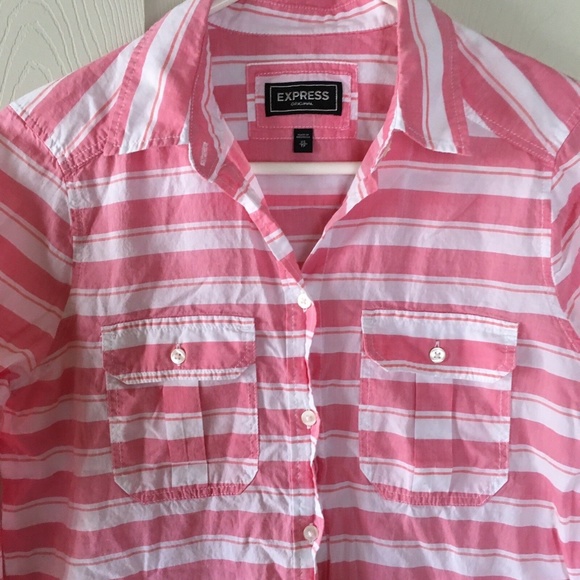 Express Casual Button-down Shirt pink/white stripes - Picture 2 of 3